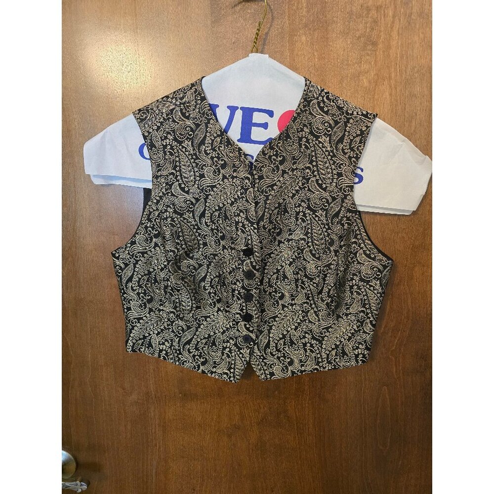 Black Paisley Button-Front Women's Vest